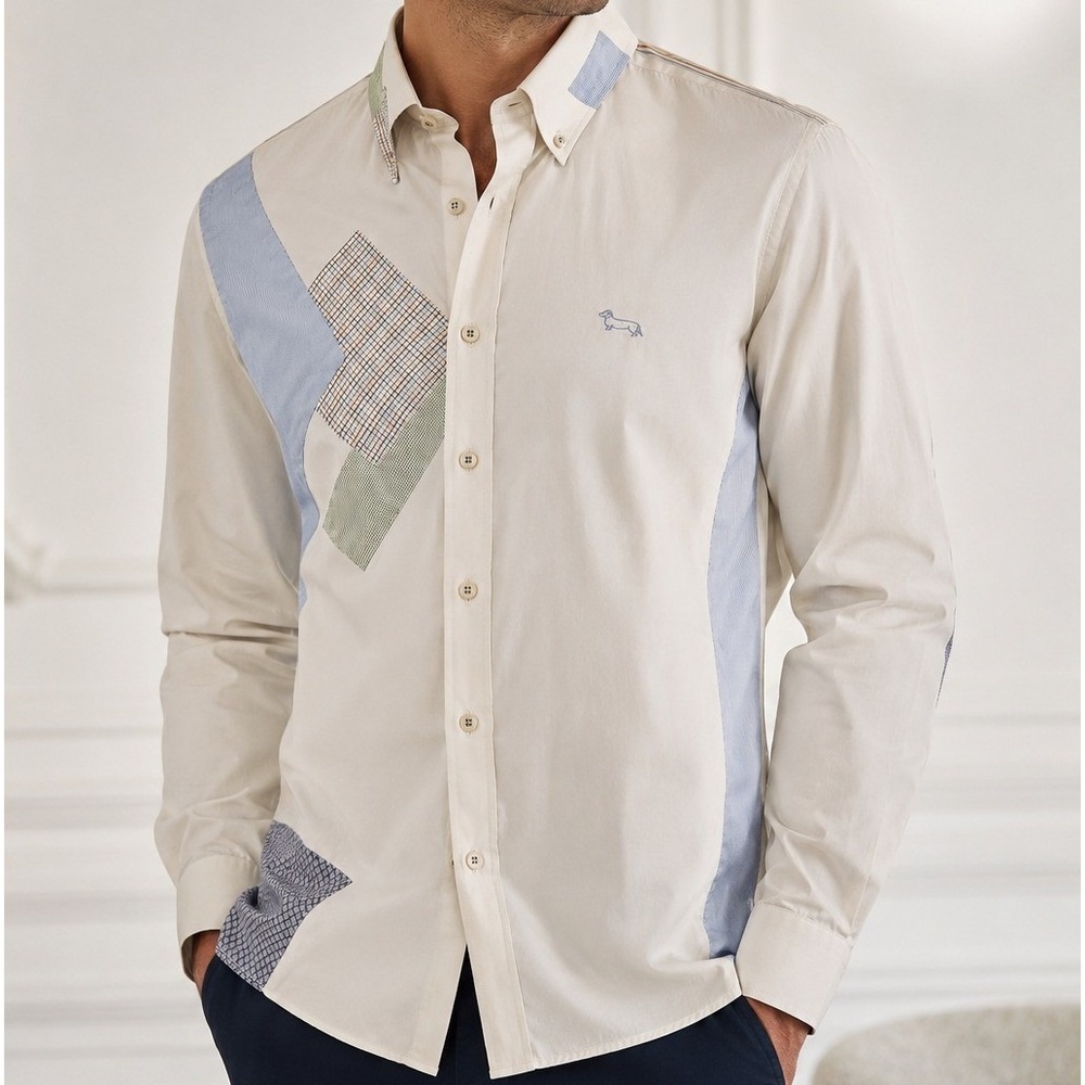Harmont & Blaine Patchwork Button Down Shirt Medium Italian Preppy